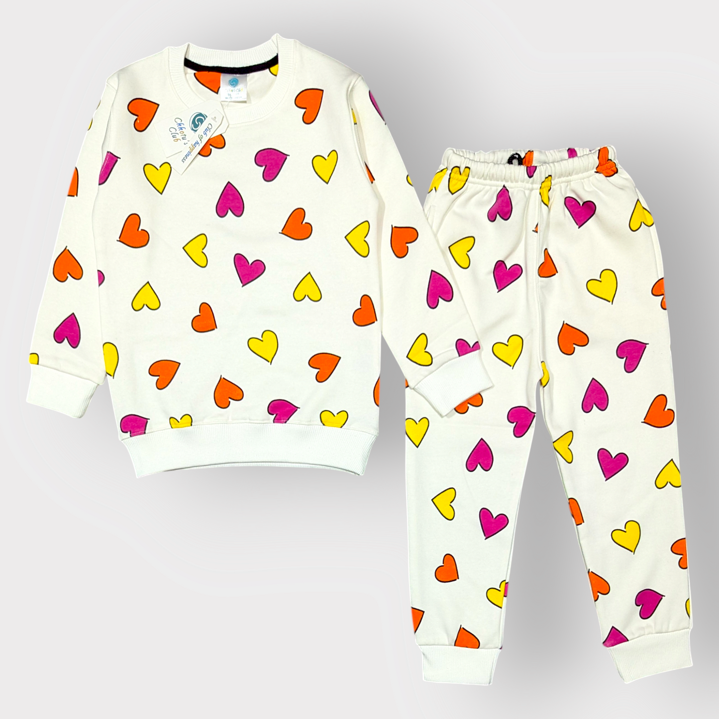 ColorPop Hearts Kids' Loungewear Set – White Multicolor