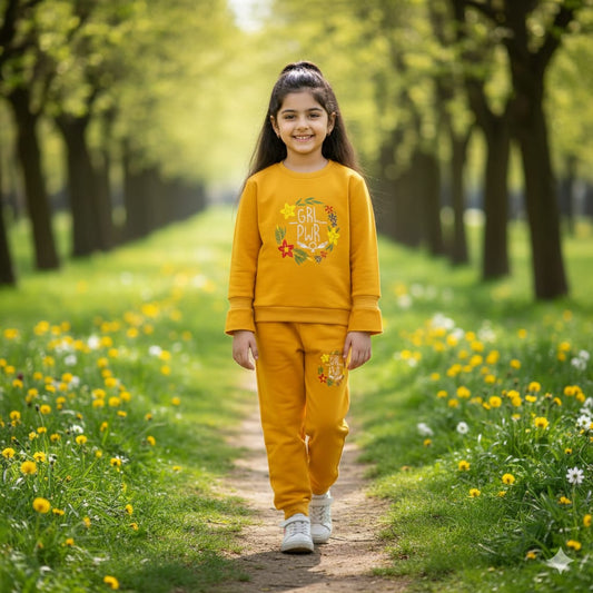 Girl Power Mustard Fleece Co-Ord Set