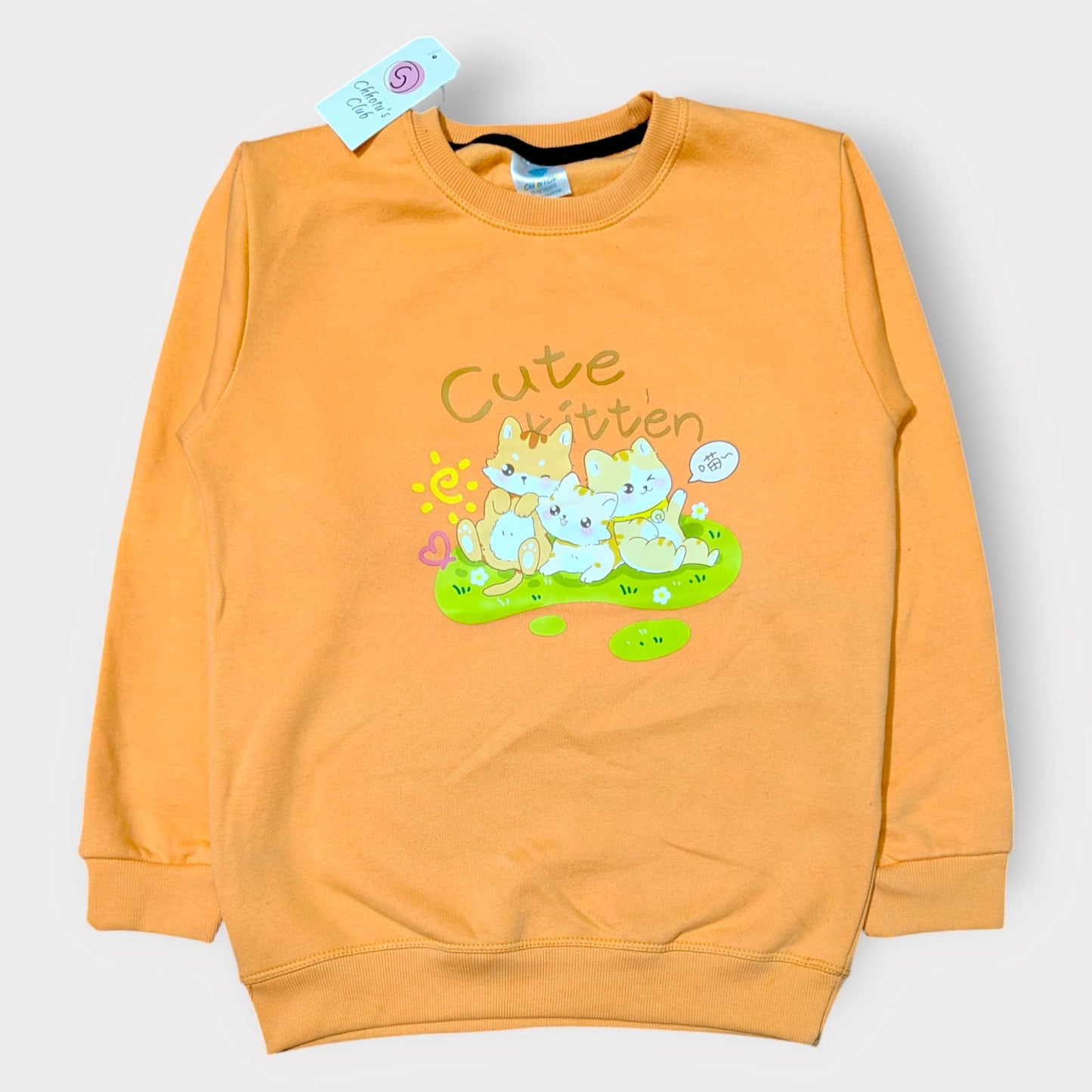 Cute Kitten Printed Sweatshirt for Kids
