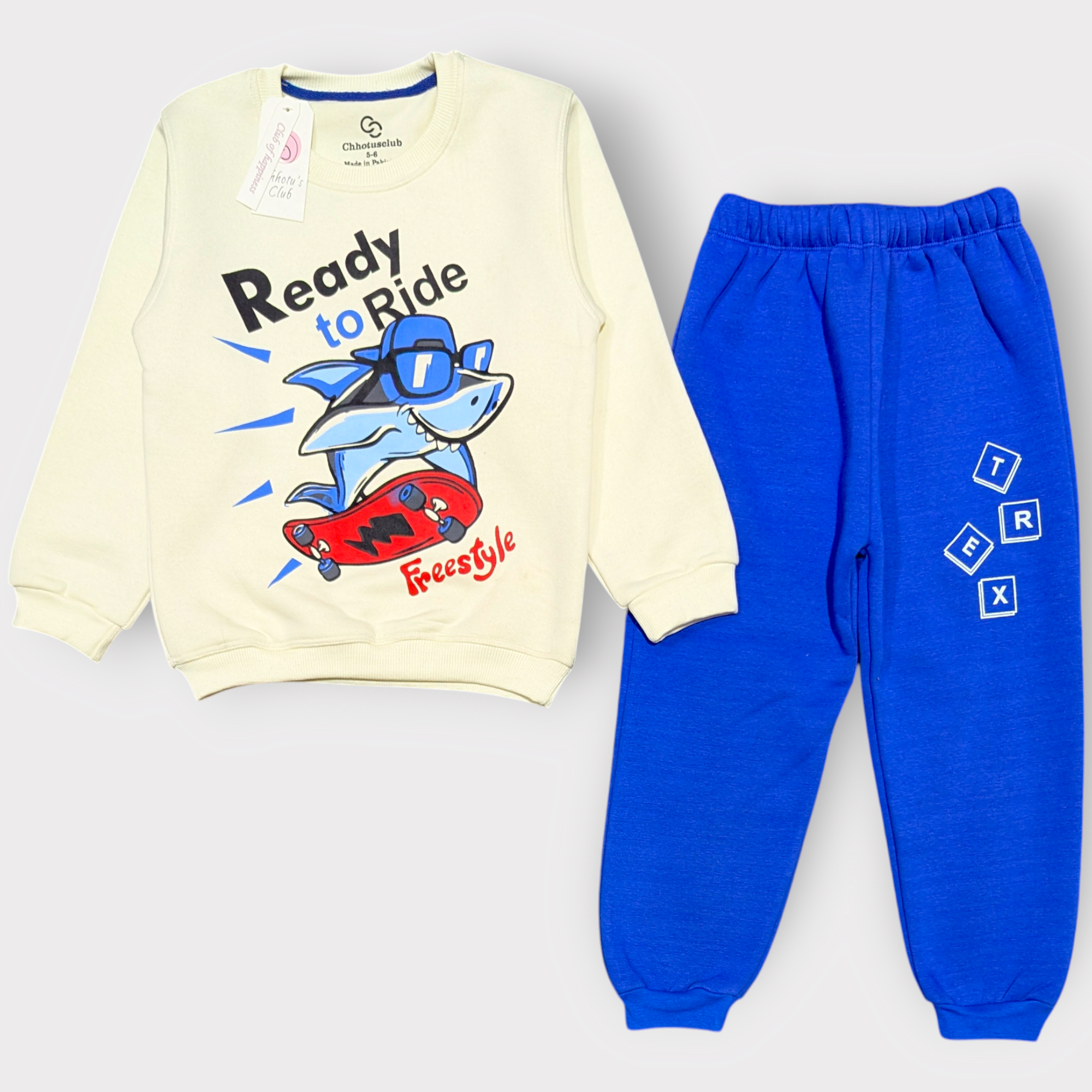 Ready to Ride" Shark Skateboard Tracksuit
