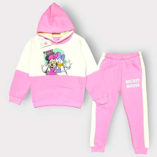 Mickey & Friends Hoodie Tracksuit – Pink & White