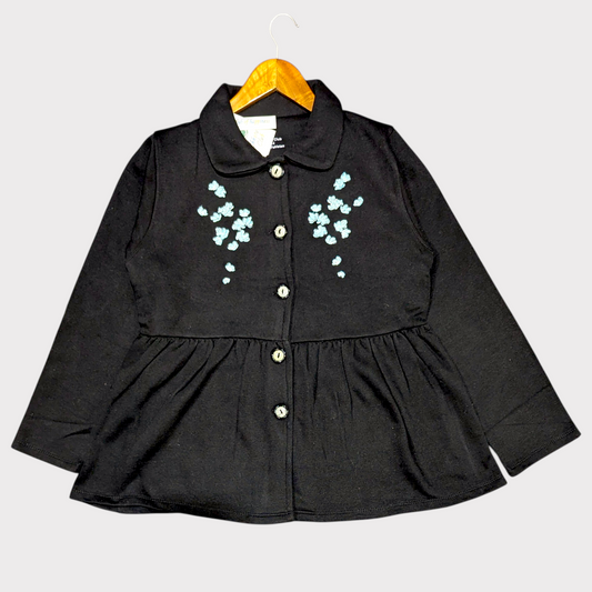Floral Embroidered Button-Up Jacket