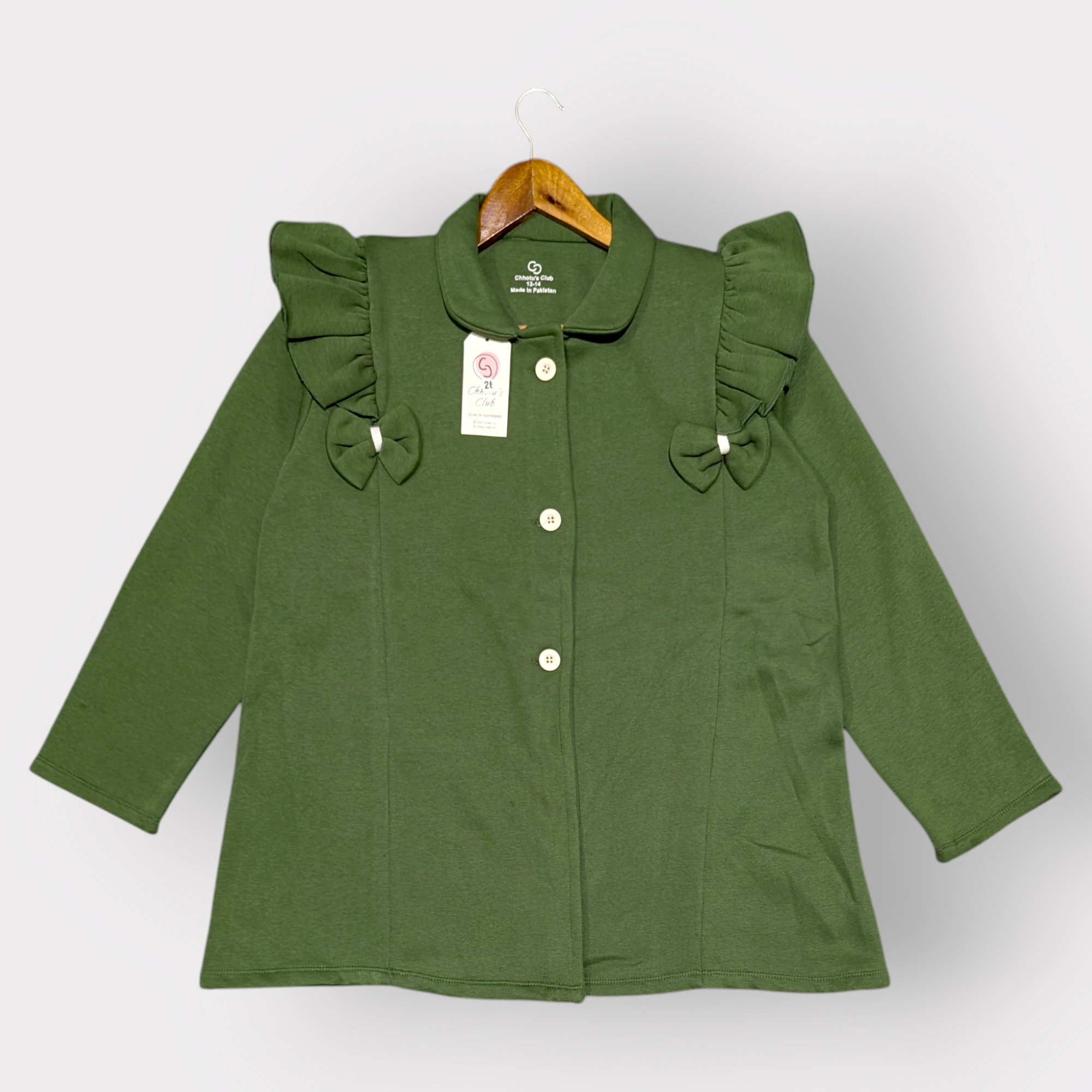 Elegant Pink Ruffle Bow Coat