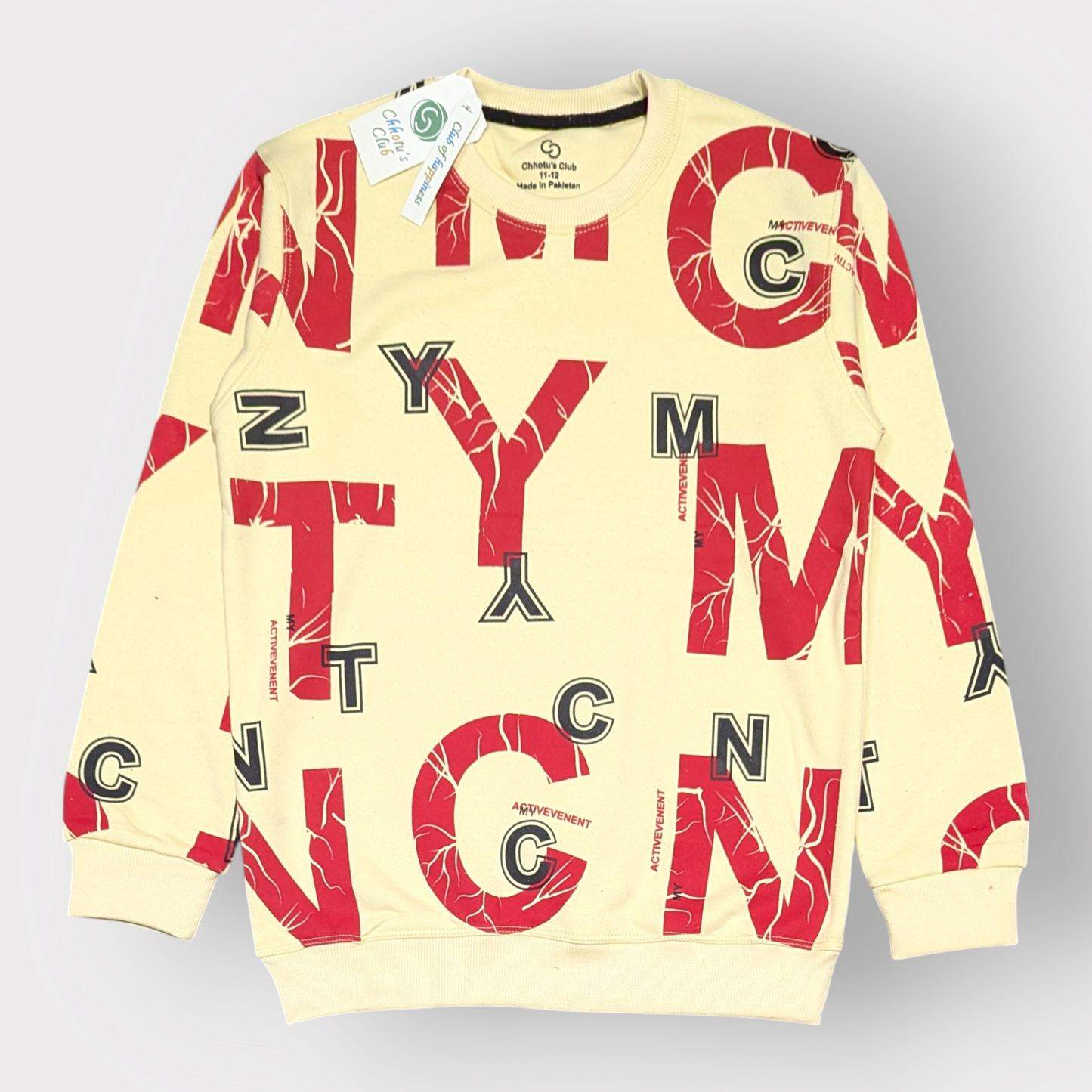 Graphic Letter Print Sweatshirt – Cream & Red