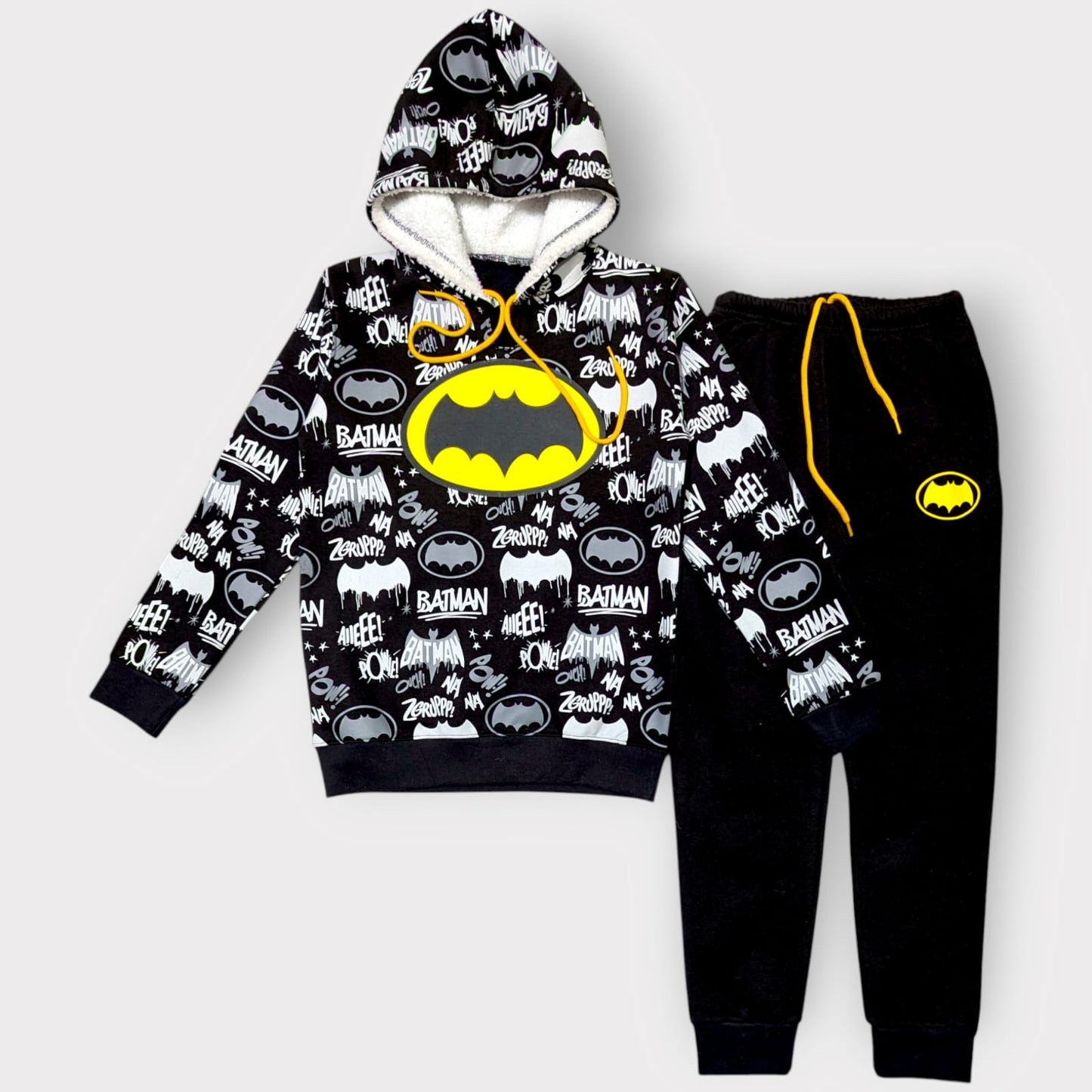Batman Fleece Hoodie & Jogger Set – Superhero Winter Wear for Kids