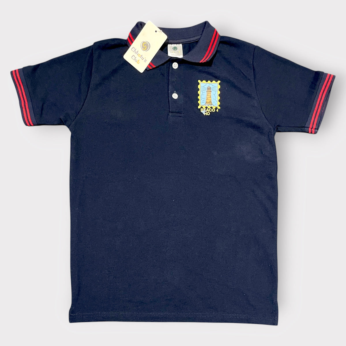 Boys' Navy Blue Polo T-Shirt – Beacon Print Casual Summer Tee