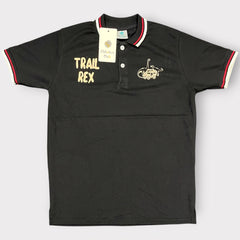 Boys' Black Polo T-Shirt – Trail Rex Dinosaur Adventure Tee