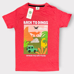 Kids Coral Pink “Back to Dinos” Graphic T-Shirt