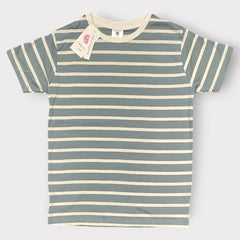 Kids Sage Striped T-Shirt – Casual Everyday Crew Neck Tee