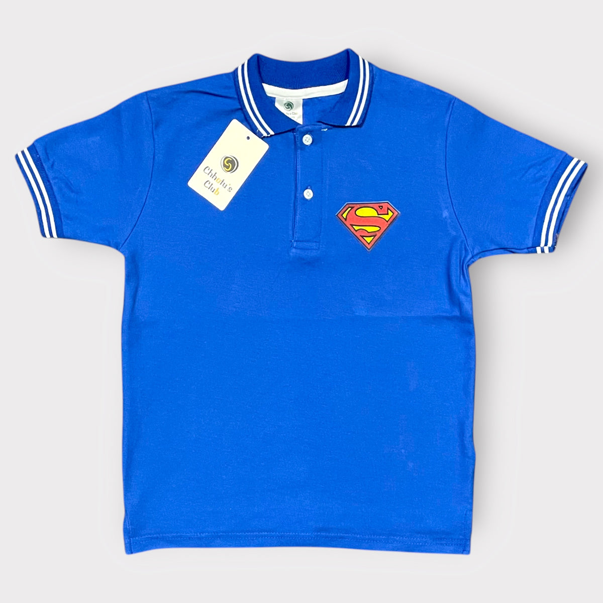 Kids Blue Superhero Polo Shirt – Classic Collared Cotton Tee