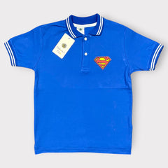 Kids Blue Superhero Polo Shirt – Classic Collared Cotton Tee