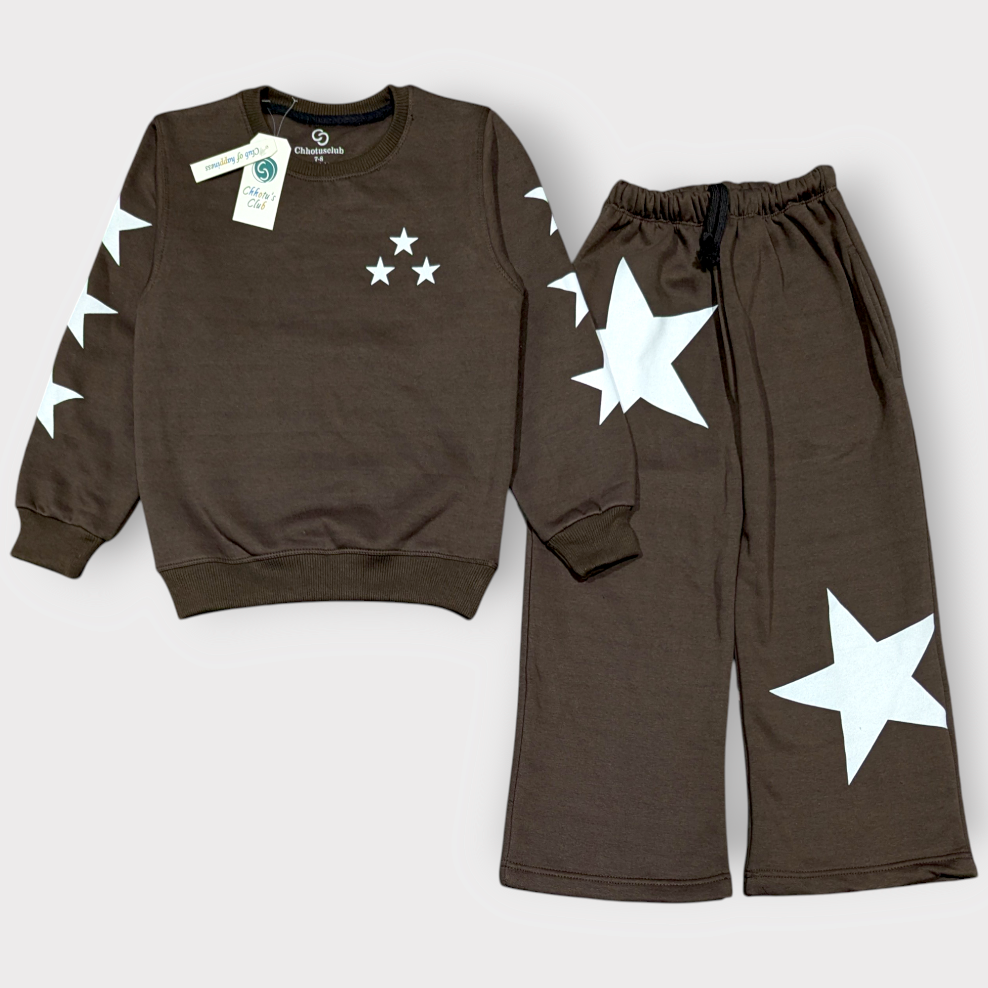 Star Print Sweatshirt & Wide-Leg Pants Set