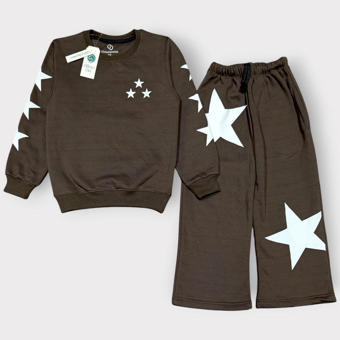 Star Print Sweatshirt & Wide-Leg Pants Set