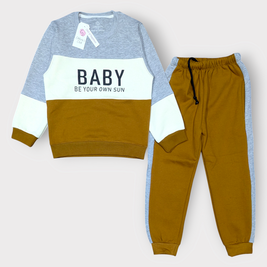 Stylish "Be Your Own Sun" Baby Sweatshirt & Jogger Set