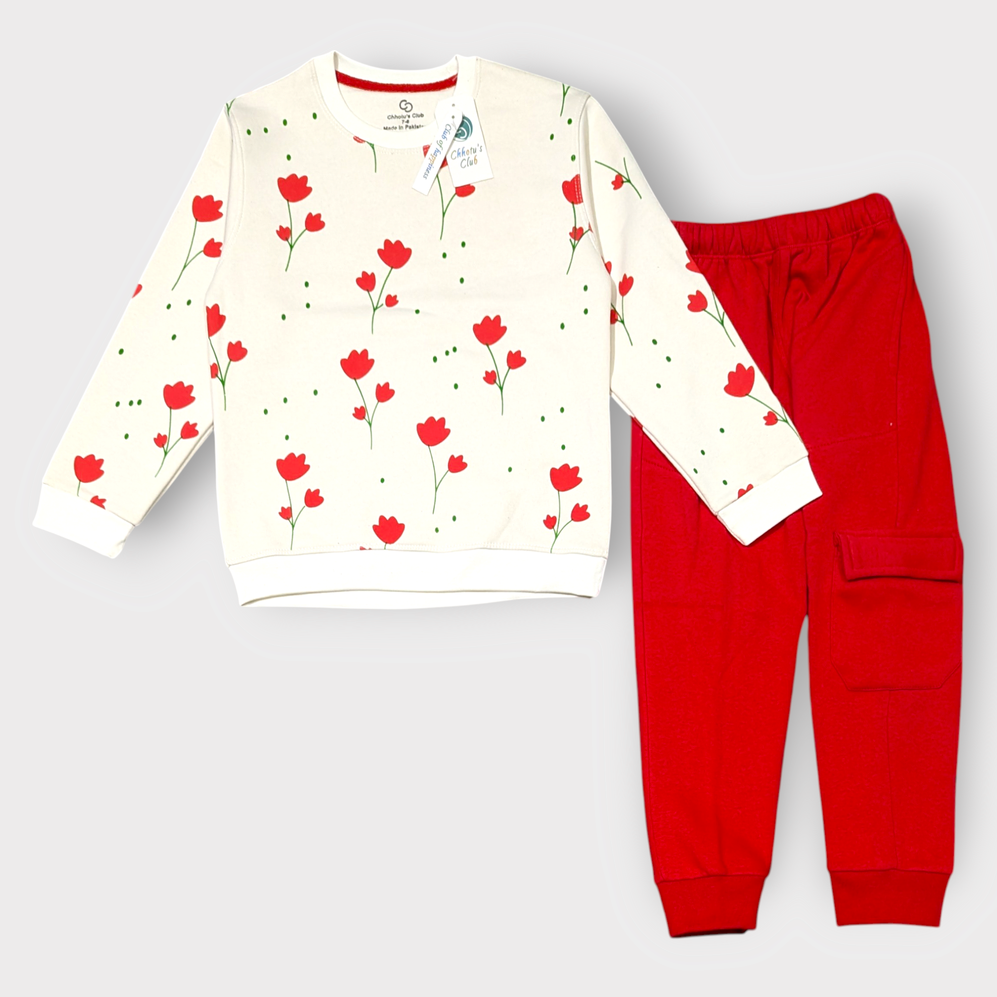 Red Floral Sweatshirt & Jogger Set