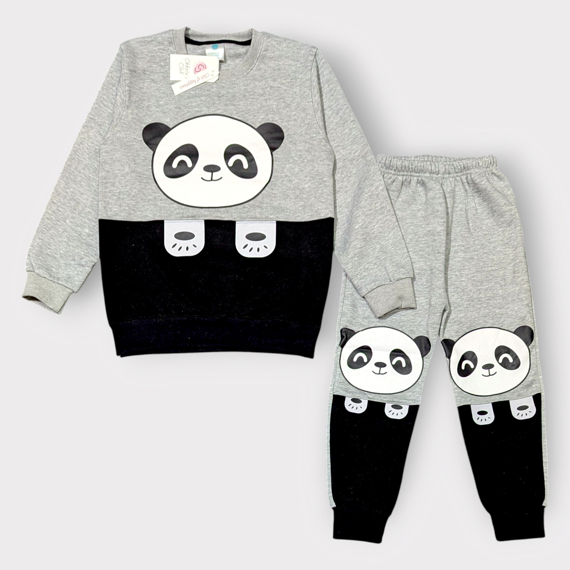 Cute Panda Print Sweatshirt & Jogger Set