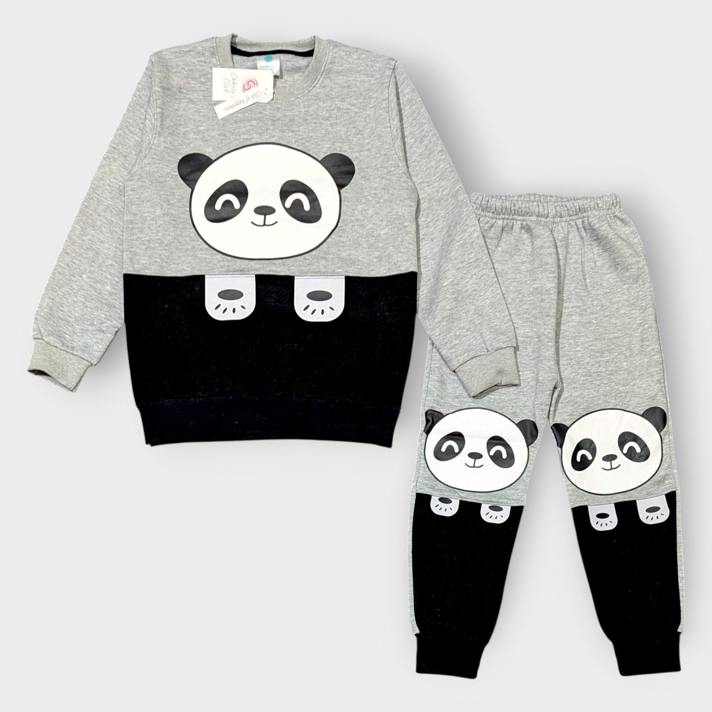 Cute Panda Print Sweatshirt & Jogger Set