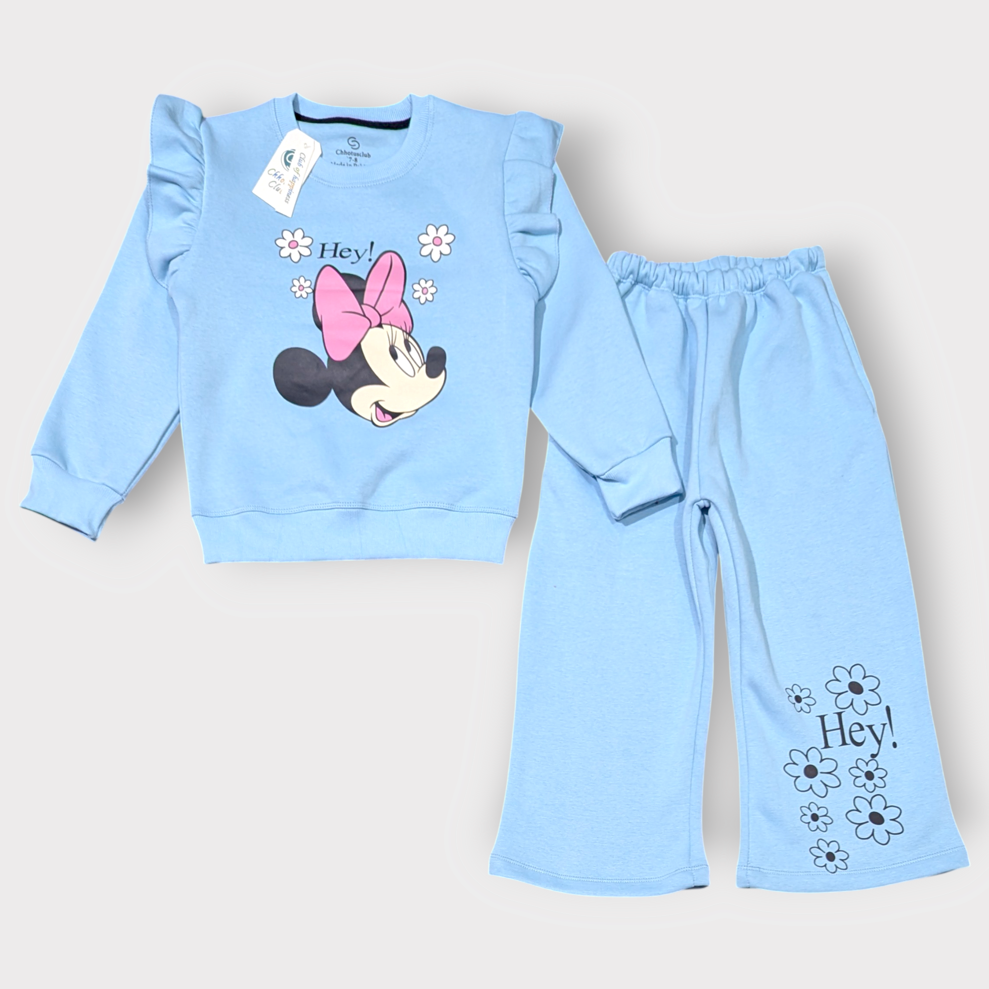 Cute Minnie-Inspired Blue Girls’ Sweatshirt and Pants Set