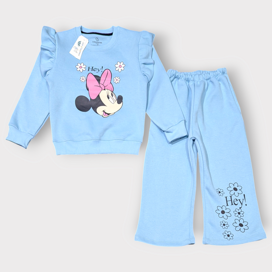 Cute Minnie-Inspired Blue Girls’ Sweatshirt and Pants Set