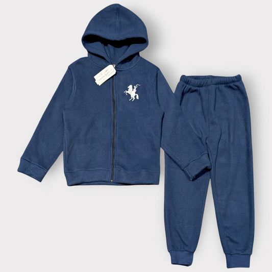 Boys Navy Blue Fleece Hoodie & Jogger Set