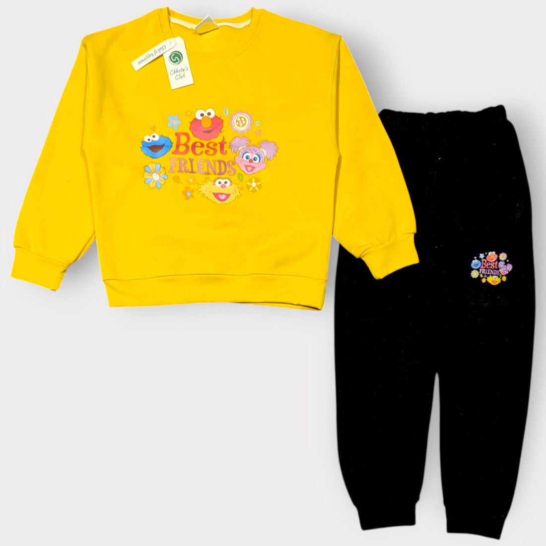 Kids “Best Friends” Yellow & Black Sweatshirt Set