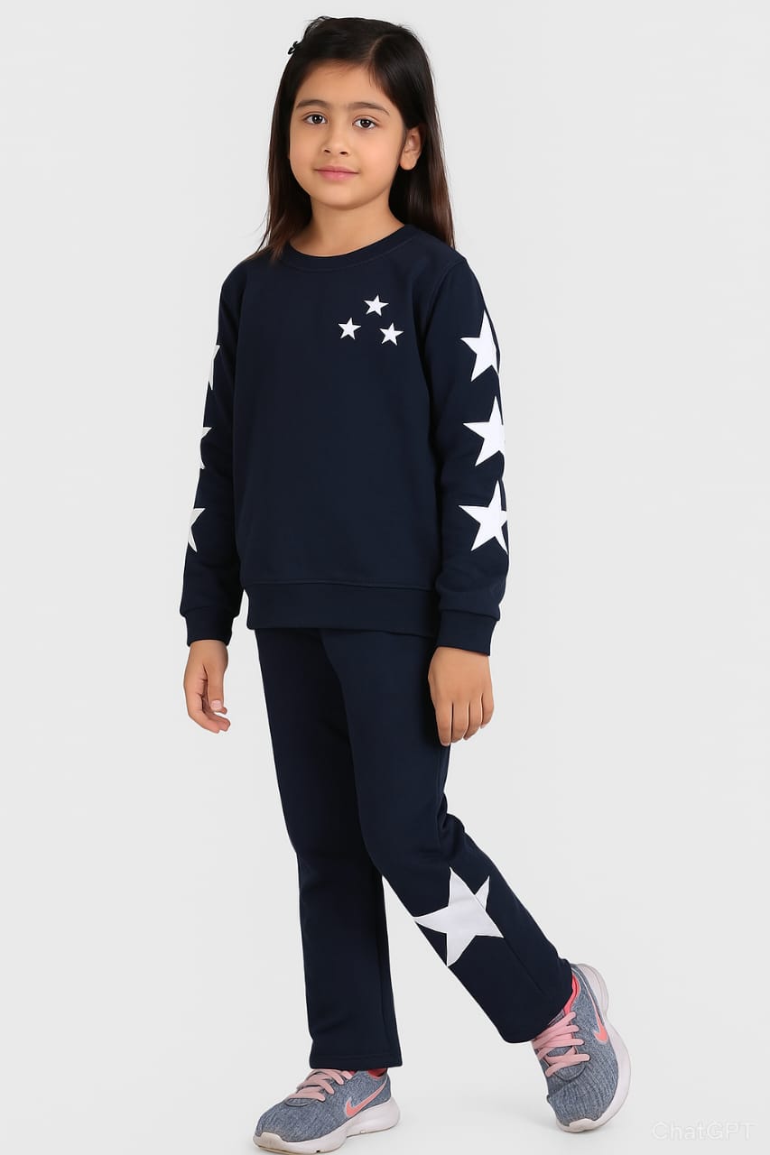 Star Print Sweatshirt & Wide-Leg Pants Set