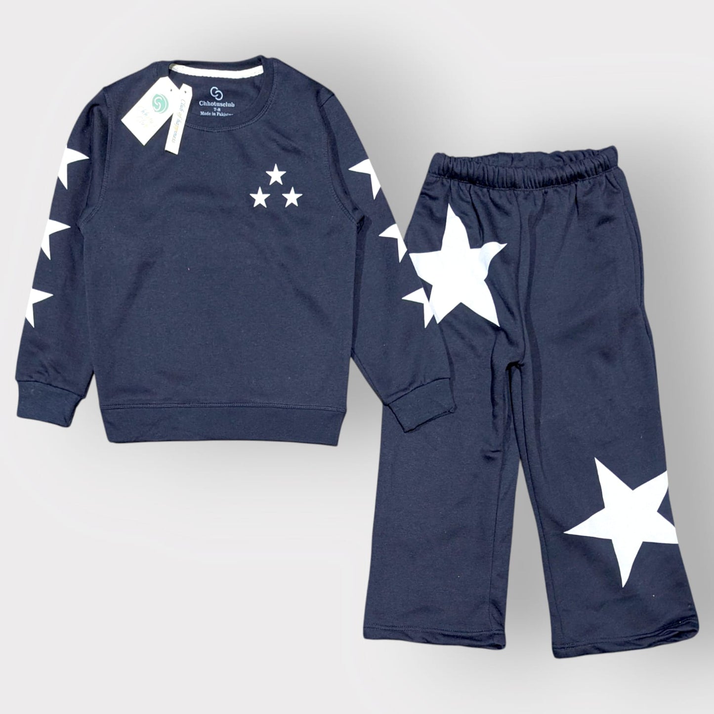Star Print Sweatshirt & Wide-Leg Pants Set