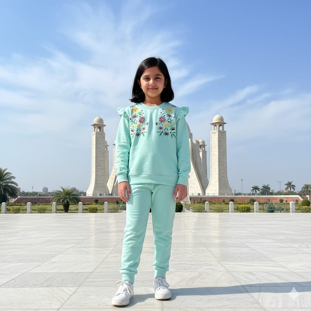 Blossom Embroidered Kids Tracksuit