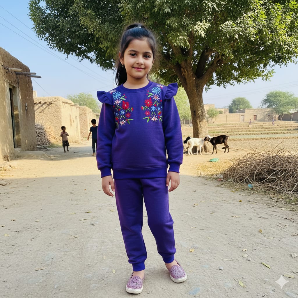 Blossom Embroidered Kids Tracksuit