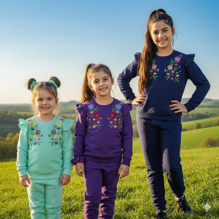 Blossom Embroidered Kids Tracksuit