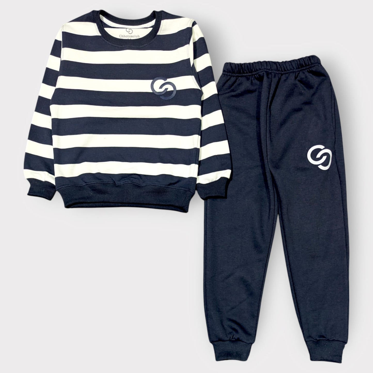 Navy Striped Sweatshirt & Jogger Set