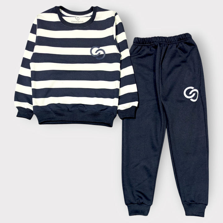 Navy Striped Sweatshirt & Jogger Set