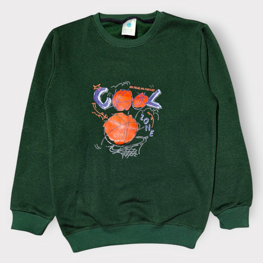 Kids’ Dark Green “Cool Zone” Basketball Sweatshirt